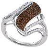 Image 1 : 0.50 CTW Cognac-brown Color Diamond Openwork Strand Ring 10KT White Gold - REF-34H4M