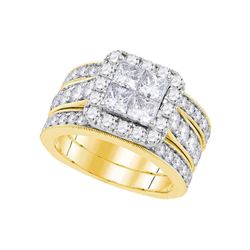 3 CTW Princess Diamond Bridal Engagement Ring 14k Yellow Gold - REF-389X9Y