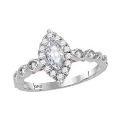 0.75 CTW Marquise Diamond Solitaire Bridal Engagement Ring 14KT Two-tone Gold - REF-112H5M