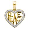 Image 1 : 0.15 CTW Diamond Yellow Peace Heart Pendant 10KT Two-tone Gold - REF-18M2H