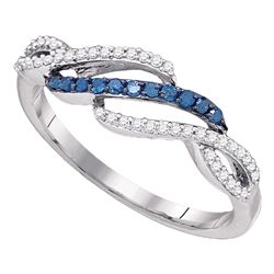 0.25 CTW Blue Color Diamond Woven Ring 10KT White Gold - REF-18H2M