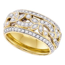 0.75 CTW Diamond Floral Ring 14KT Yellow Gold - REF-97K4W
