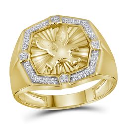 0.25 CTW Mens Diamond Eagle Cluster Ring 10KT Yellow Gold - REF-26Y3X