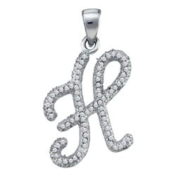 0.20 CTW Diamond Cursive Letter H Pendant 10KT White Gold - REF-14M9H