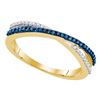 Image 1 : 0.15 CTW Blue Color Diamond Slender Crossover Ring 10KT Yellow Gold - REF-12X2Y