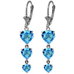 Genuine 6 ctw Blue Topaz Earrings Jewelry 14KT White Gold - REF-66Z9N