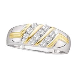 0.50 CTW Mens Diamond Wedding Ring 10KT Two-tone Gold - REF-37Y5X