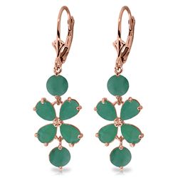 Genuine 5.32 ctw Emerald Earrings Jewelry 14KT Rose Gold - REF-70V4W
