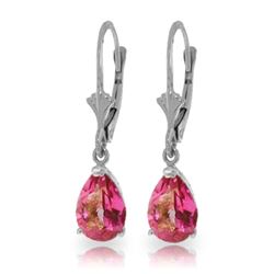 Genuine 2.85 ctw Pink Topaz Earrings Jewelry 14KT White Gold - REF-29M3T