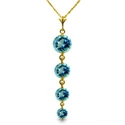 Genuine 3.9 ctw Blue Topaz Necklace Jewelry 14KT Yellow Gold - REF-23W5Y