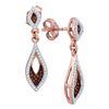 Image 1 : 0.30 CTW Red Color Diamond Dangle Earrings 10KT Rose Gold - REF-30M2H