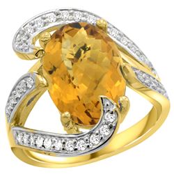 Natural 6.22 ctw quartz & Diamond Engagement Ring 14K Yellow Gold - REF-129W4K