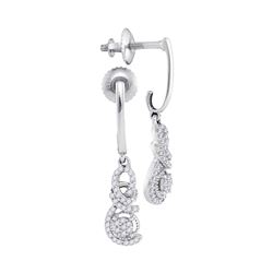 0.20 CTW Diamond Cluster Dangle Screwback Earrings 10KT White Gold - REF-20F9N
