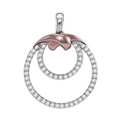 0.25 CTW Diamond Nested Double Circle Pendant 10KT White Gold - REF-18M2H