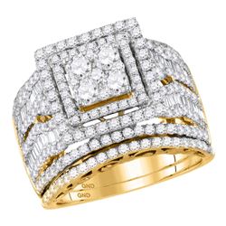 2.66 CTW Diamond Square Cluster Bridal Engagement Ring 14KT Yellow Gold - REF-259M5H