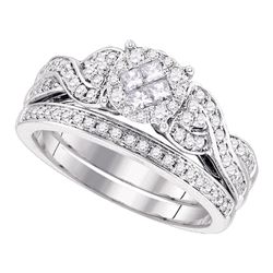 0.67 CTW Princess Diamond Soleil Bridal Engagement Ring 14KT White Gold - REF-97K4W