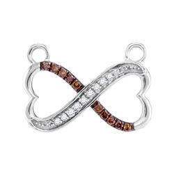 0.15 CTW Cognac-brown Color Diamond Infinity Heart Pendant 10KT White Gold - REF-18X2Y