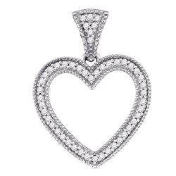 0.15 CTW Diamond Heart Love Pendant 10KT White Gold - REF-19H4M