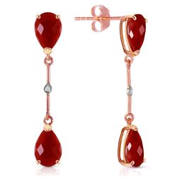 Genuine 7.01 ctw Ruby & Diamond Earrings Jewelry 14KT Rose Gold - REF-78A9K