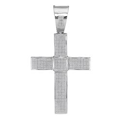 1.68 CTW Mens Diamond Roman Cross Charm Pendant 10KT White Gold - REF-142Y4X
