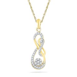 0.25 CTW Diamond Infinity Nested Cluster Pendant 10KT Yellow Gold - REF-20K9W