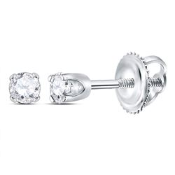0.06 CTW Girls Infant Diamond Solitaire Stud Earrings 14KT White Gold - REF-7M4H