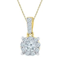 0.50 CTW Diamond Solitaire Circle Pendant 10KT Yellow Gold - REF-52K4W