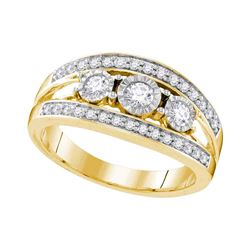 0.50 CTW Diamond 3-stone Bridal Engagement Ring 10KT Yellow Gold - REF-64F4N