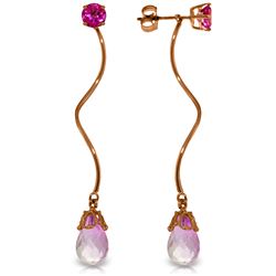 Genuine 6.8 ctw Pink Topaz Earrings Jewelry 14KT Rose Gold - REF-39X3M