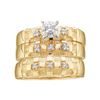 Image 1 : 0.14 CTW His & Hers Diamond Solitaire Matching Bridal Ring 10KT Yellow Gold - REF-37X5Y