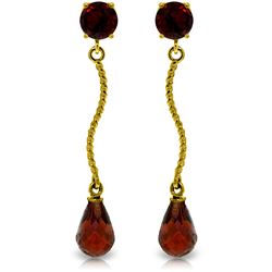 Genuine 4.3 ctw Garnet Earrings Jewelry 14KT Yellow Gold - REF-23H5X