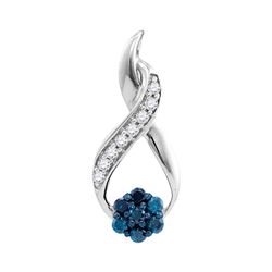 0.15 CTW Blue Color Diamond Cluster Pendant 10KT White Gold - REF-8W2K