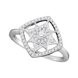 0.33 CTW Diamond Square Fashion Ring 10KT White Gold - REF-32M9H