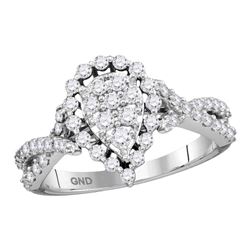 0.75 CTW Diamond Teardrop Fashion Ring 14KT White Gold - REF-67X4Y