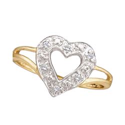 0.05 CTW Diamond Split-shank Heart Ring 10KT Yellow Gold - REF-10K5W