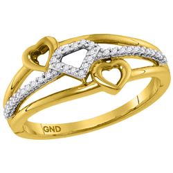0.10 CTW Diamond Double Heart Ring 10KT Yellow Gold - REF-14M9H
