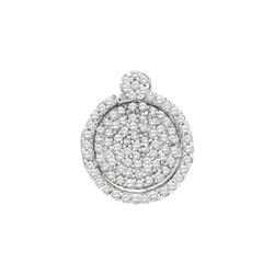 0.33 CTW Pave-set Diamond Circle Cluster Pendant 10KT White Gold - REF-22H4M