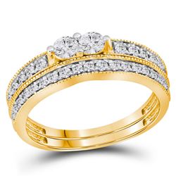 0.75 CTW Diamond 2-Stone Bridal Wedding Engagement Ring 14KT Yellow Gold - REF-75W2K