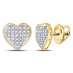 0.15 CTW Diamond Heart Love Cluster Earrings 10KT Yellow Gold - REF-14K9W