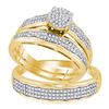 Image 1 : 0.50 CTW His & Hers Diamond Cluster Matching Bridal Ring 10KT Yellow Gold - REF-57X2Y