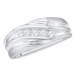 0.25 CTW Mens Diamond Wedding Anniversary Ring 14KT White Gold - REF-41W9K