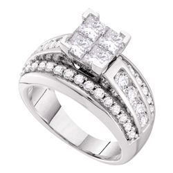 1.5 CTW Princess Diamond Cluster Bridal Engagement Ring 14KT White Gold - REF-172F4N