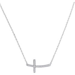 0.10 CTW Diamond Horizontal Cross Pendant 10KT White Gold - REF-19W4K
