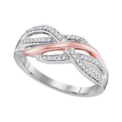 0.20 CTW Diamond Crossover Strand Ring 10KT Two-tone Gold - REF-22N4F