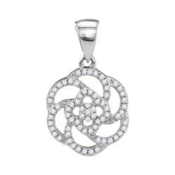 0.25 CTW Diamond Pinwheel Geometric Cluster Pendant 10KT White Gold - REF-18W2K
