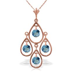 Genuine 1.20 ctw Blue Topaz Necklace Jewelry 14KT Rose Gold - REF-30X7M