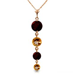 Genuine 3.9 ctw Garnet & Citrine Necklace Jewelry 14KT Rose Gold - REF-23Z5N