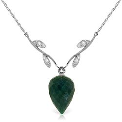 Genuine 12.92 ctw Green Sapphire Corundum & Diamond Necklace Jewelry 14KT White Gold - REF-42K2V