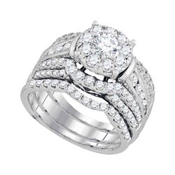 2.38 CTW Diamond Halo Bridal Engagement Ring 14KT White Gold - REF-330M2H