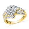 Image 1 : 0.96 CTW Diamond Cluster Ring 10KT Yellow Gold - REF-82F4N